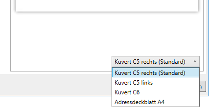 Briefumschlag im Dropdown auswählen