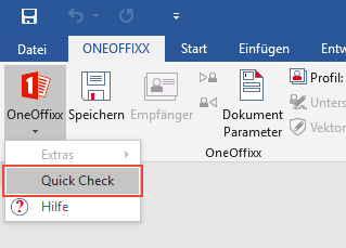 Aufruf Seitenleiste über OneOffixx → QuickCheck