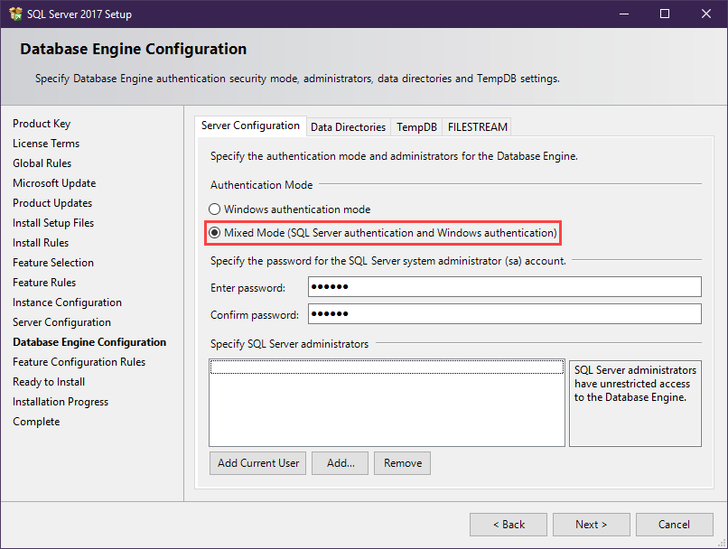 Configure mixed-mode authentication in SQL Server