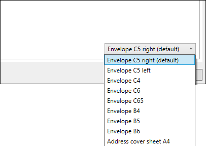 Choose envelope in dropdown