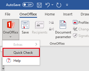 Call pane via OneOffixx → QuickCheck