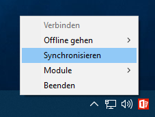 Synchronisation über Taskleiste-Symbol auslösen