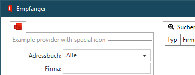 Empfängerdialog: Address Provider Icon