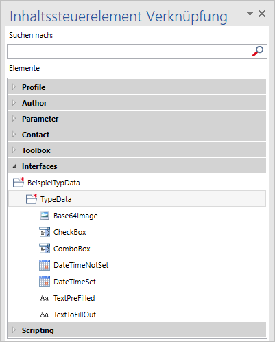 The nodes from the interface in the content control link bar