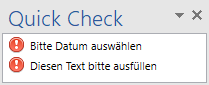 QuickCheck in Panel