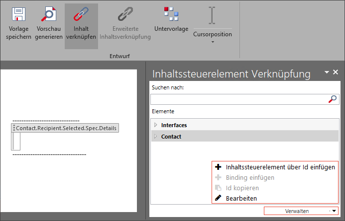 Insert extended binding fields via Id